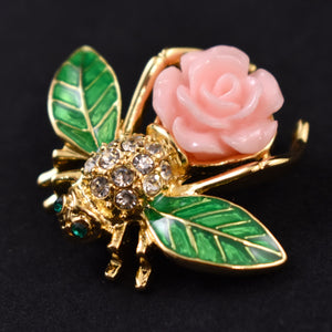 Joan Rivers Rhinestone Rose Bee Brooch Lim Ed