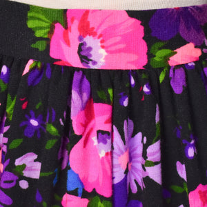 1960s Pink & Purple Floral Gathered Skirt