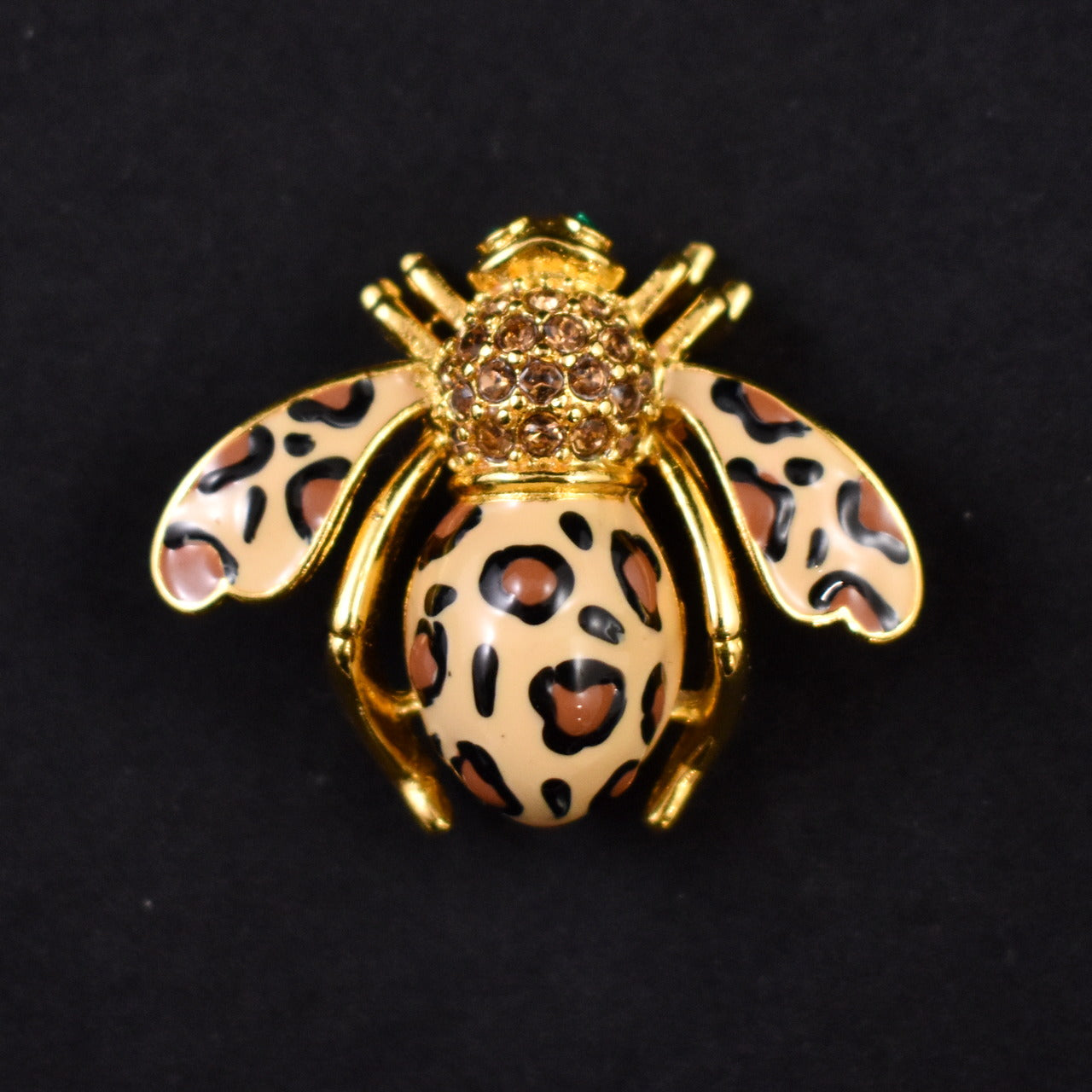 Joan Rivers Rhinestone Leopard Bee Brooch