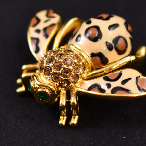 Joan Rivers Rhinestone Leopard Bee Brooch