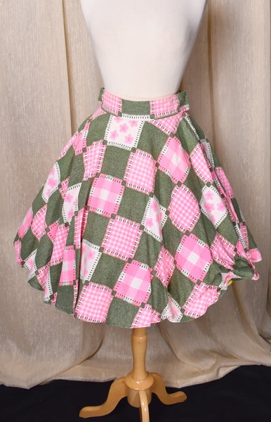 1960s Pink & Green Patchwork Circle Skirt