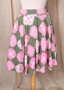 1960s Pink & Green Patchwork Circle Skirt