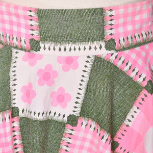 1960s Pink & Green Patchwork Circle Skirt