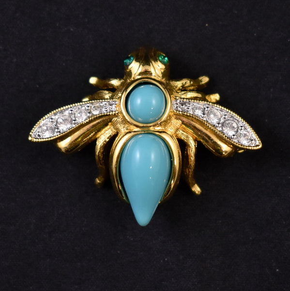 Joan Rivers Sky Blue Bee Brooch