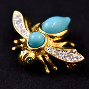 Joan Rivers Sky Blue Bee Brooch