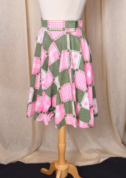 1960s Pink & Green Patchwork Circle Skirt