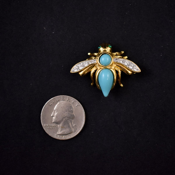 Joan Rivers Sky Blue Bee Brooch