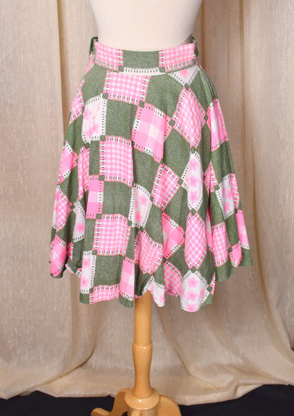 1960s Pink & Green Patchwork Circle Skirt