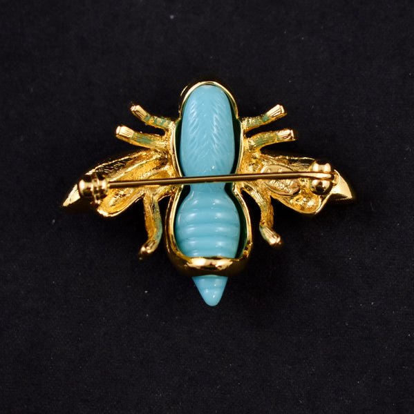 Joan Rivers Sky Blue Bee Brooch