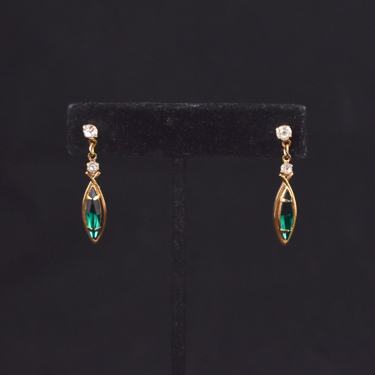 Delicate Dangling Green Marquise Earrings