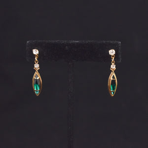 Delicate Dangling Green Marquise Earrings