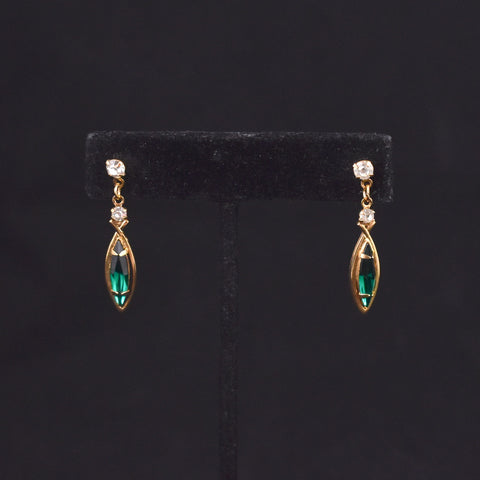 Delicate Dangling Green Marquise Earrings