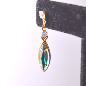 Delicate Dangling Green Marquise Earrings