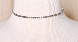 Gray Rhinestone Choker Necklace