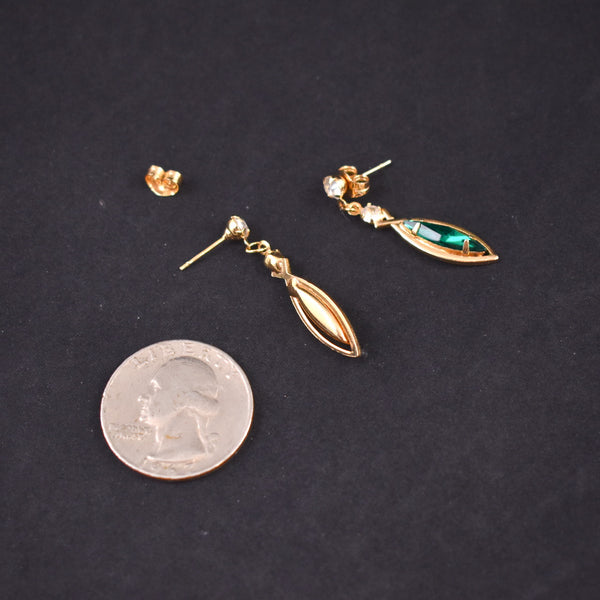 Delicate Dangling Green Marquise Earrings