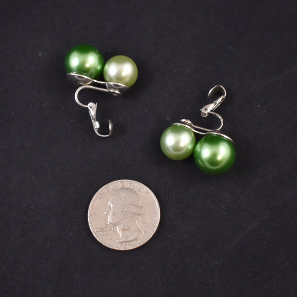 Green Pearl Bauble Earrings