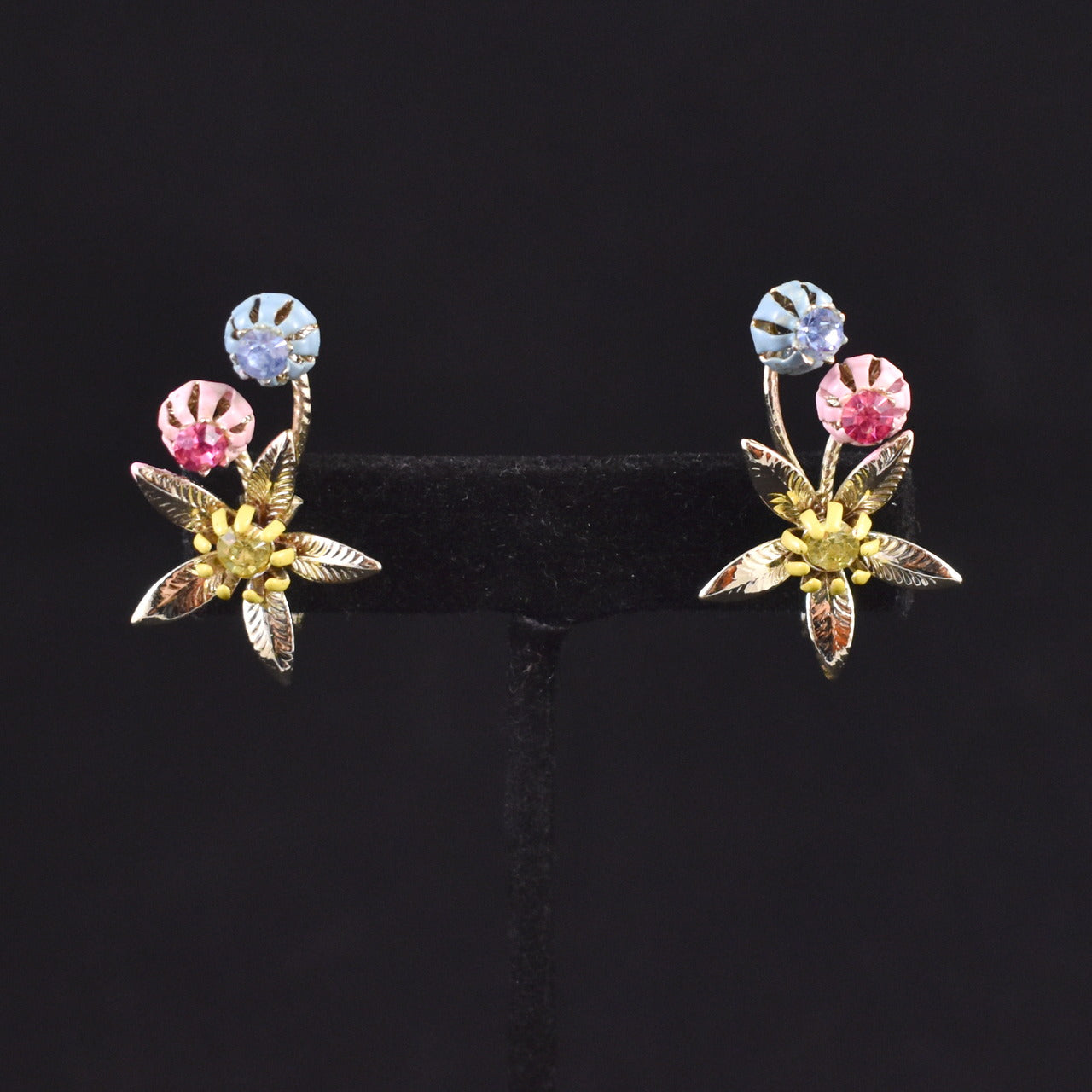 Pastel Rhinestone Bouquet Climber Earrings