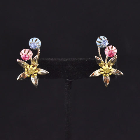 Pastel Rhinestone Bouquet Climber Earrings