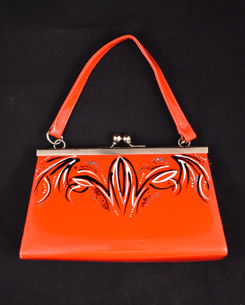 Tiny Red Pinstripe Patent Handbag