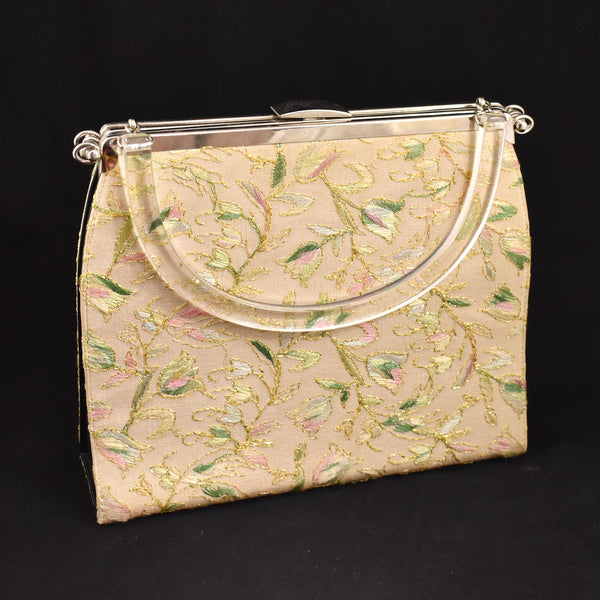 1950s 3 in 1 Floral & Patent Handbag