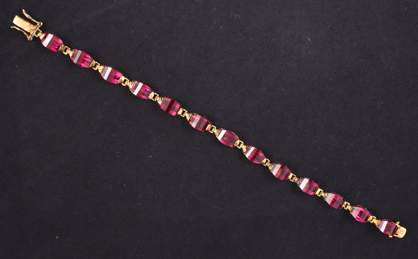 925 Raspberry Faceted Crystal Bracelet