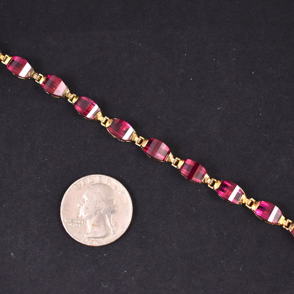 925 Raspberry Faceted Crystal Bracelet