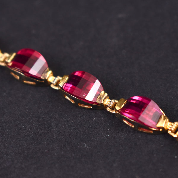 925 Raspberry Faceted Crystal Bracelet