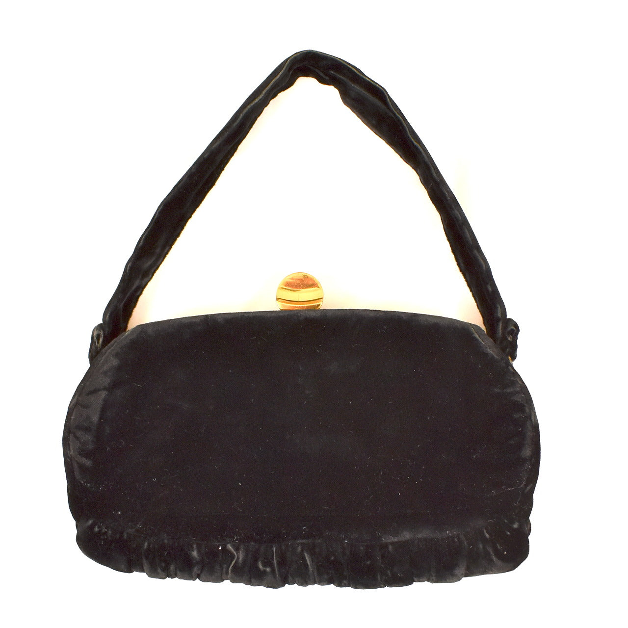 1950s Rich Black Velvet Handbag