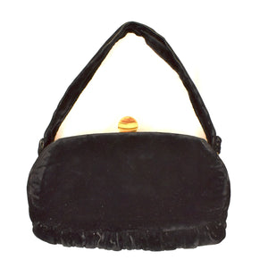 1950s Rich Black Velvet Handbag