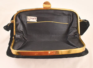 1950s Rich Black Velvet Handbag