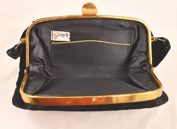 1950s Rich Black Velvet Handbag