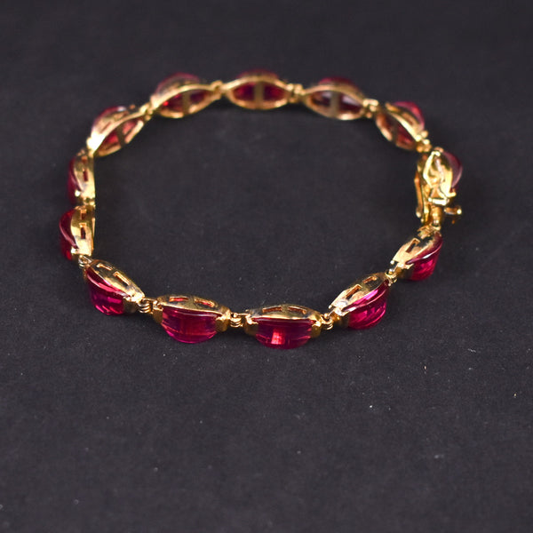 925 Raspberry Faceted Crystal Bracelet