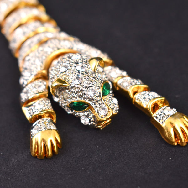 Rhinestone Articulated Leopard Bracelet