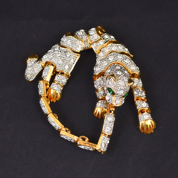 Rhinestone Articulated Leopard Bracelet