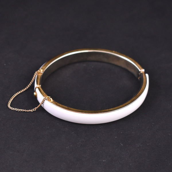 White Enamel Hinged Bracelet