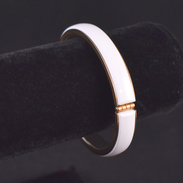 White Enamel Hinged Bracelet