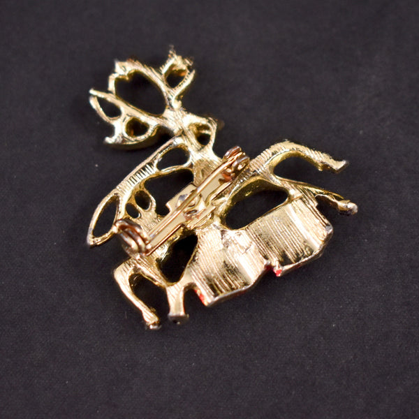 Rhinestone Reindeer Enamel Brooch