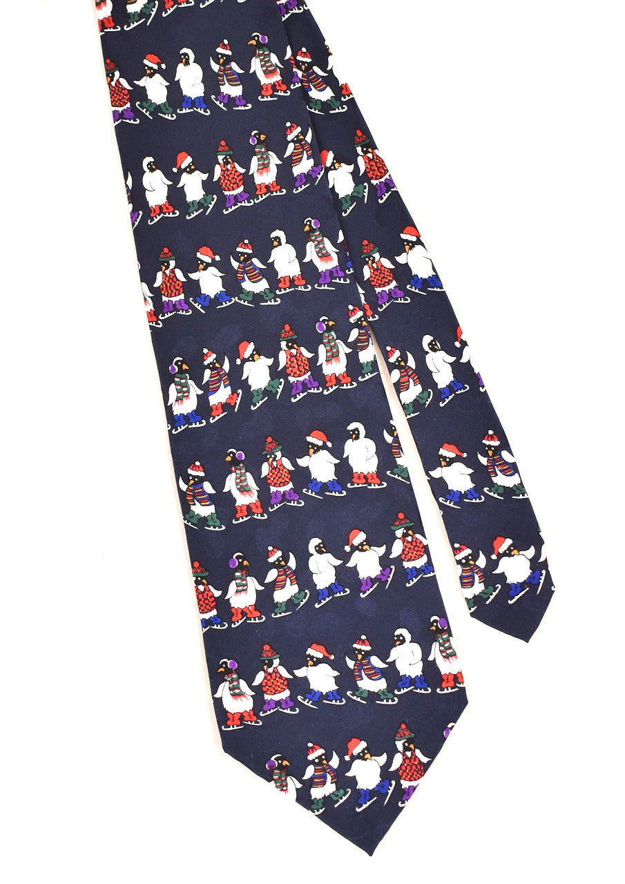 Ice Skating Penguins Tie
