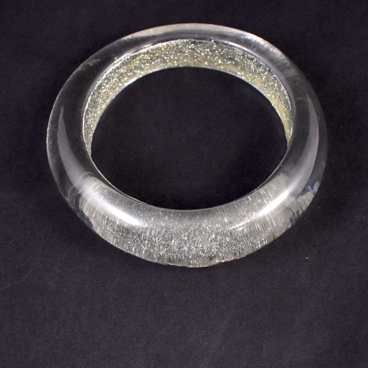 Clear Silver Glitter Bangle Bracelet