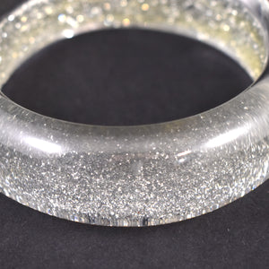 Clear Silver Glitter Bangle Bracelet