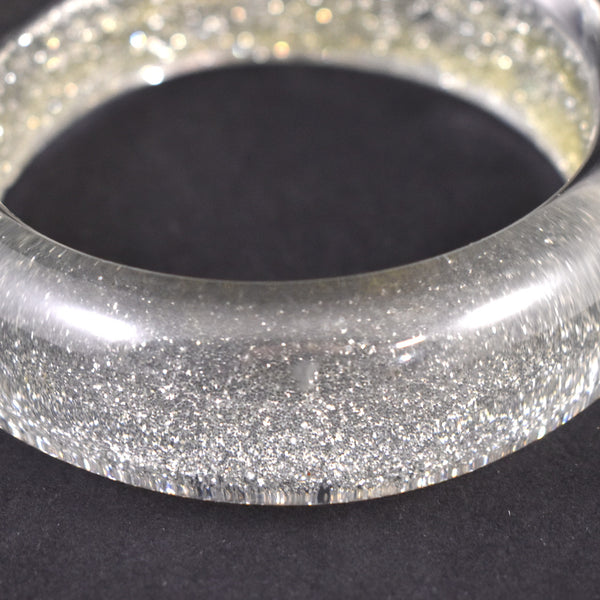 Clear Silver Glitter Bangle Bracelet