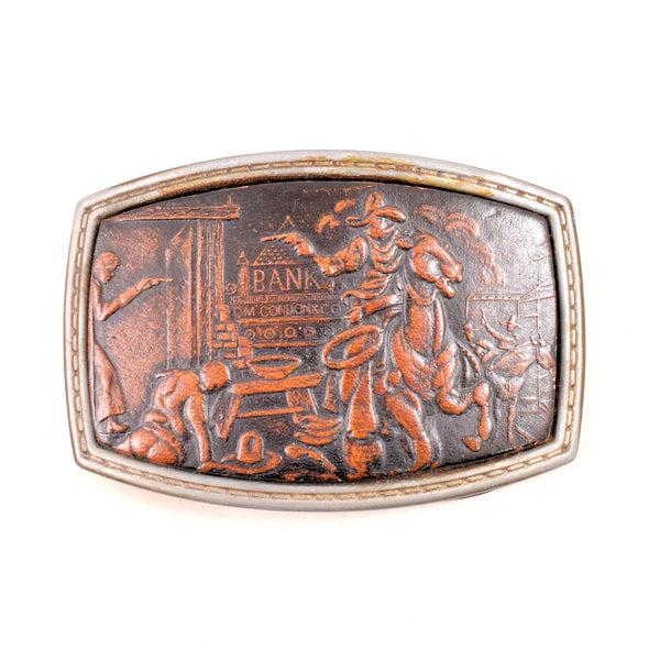 1970s Bank Robber Western Oden Leather Belt Buckle