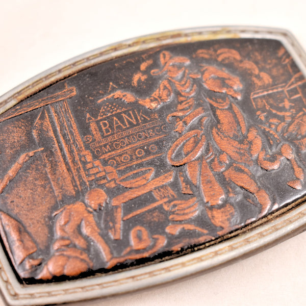 1970s Bank Robber Western Oden Leather Belt Buckle