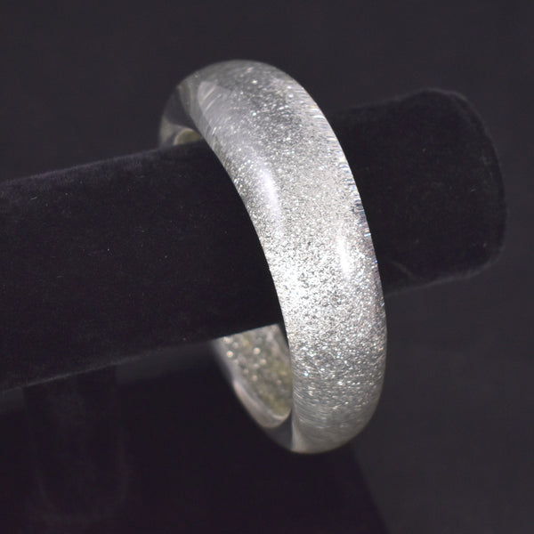 Clear Silver Glitter Bangle Bracelet