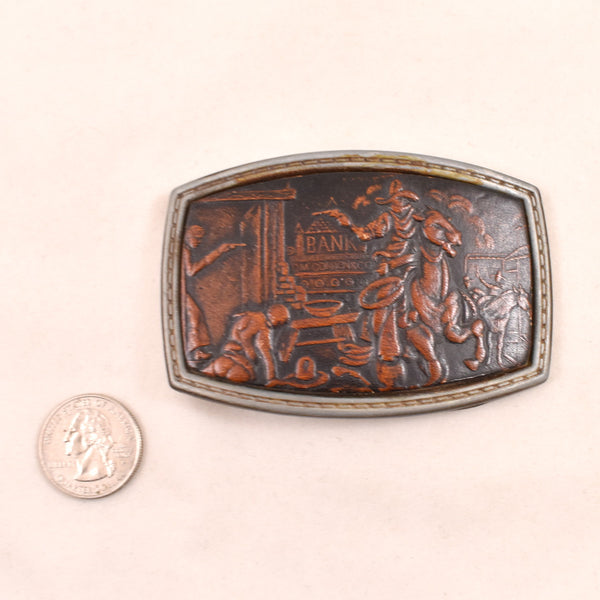 1970s Bank Robber Western Oden Leather Belt Buckle