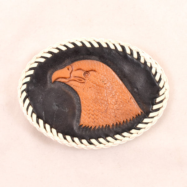 1970s All Leather Eagle Belt Buckle