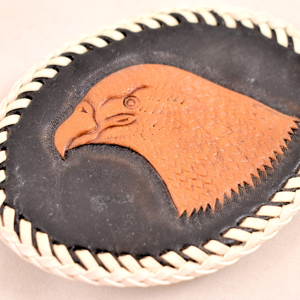 1970s All Leather Eagle Belt Buckle