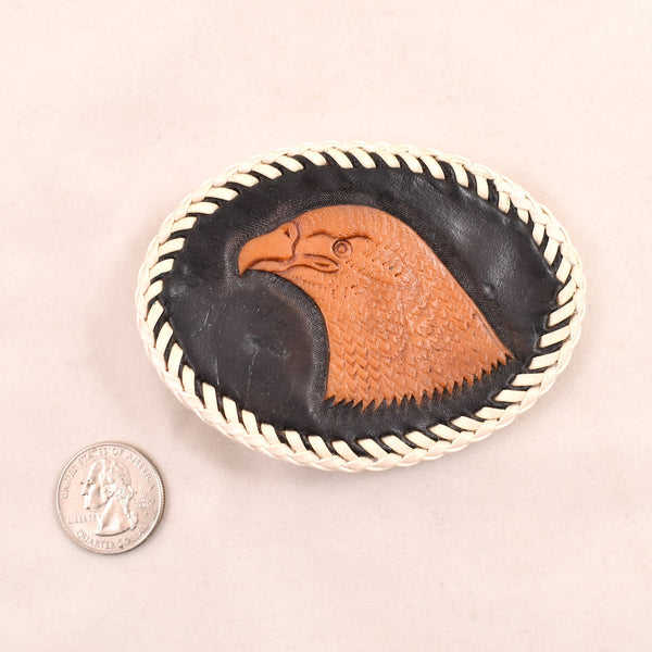 1970s All Leather Eagle Belt Buckle
