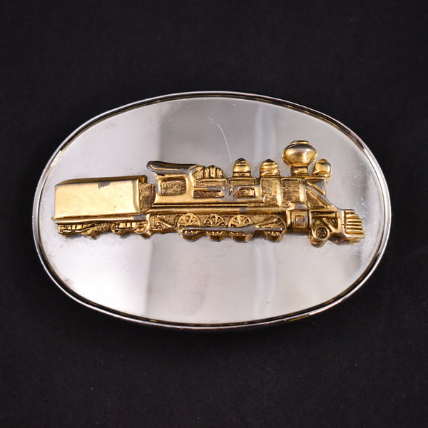 1970s Shiny Steam Train Belt Buckle