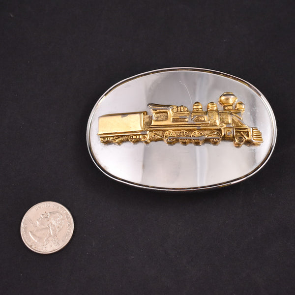 1970s Shiny Steam Train Belt Buckle